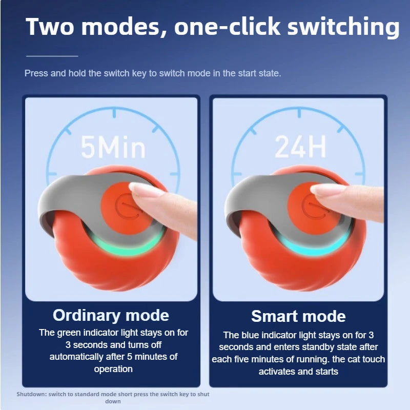 Balle roulante automatique avec fausse queue, Rechargeable par USB