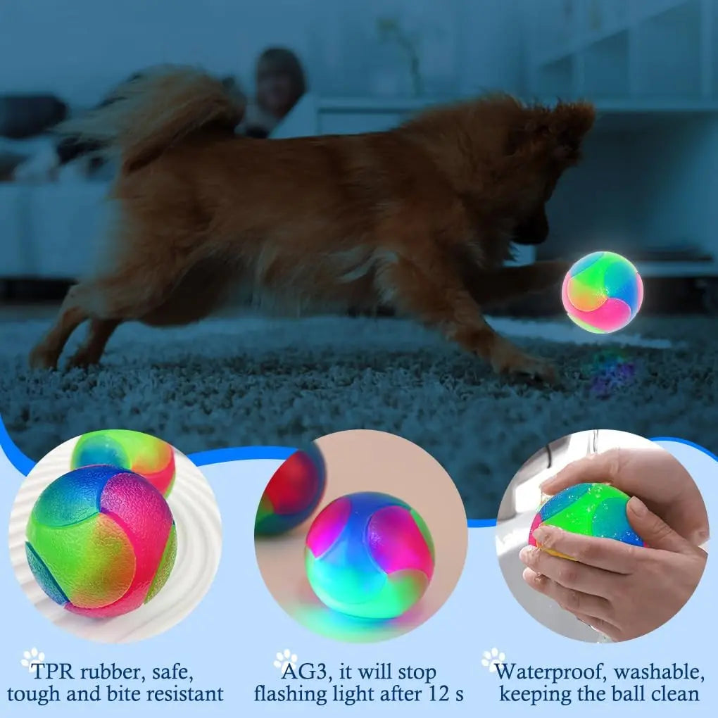 Balle élastique lumineuse à DEL pour, interactif, boules molaires à mâcher pour chien/chiot